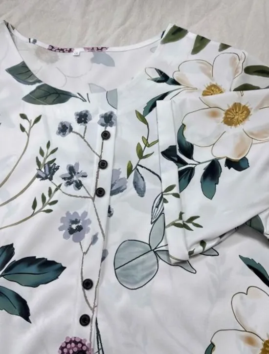 Hot Women's Plus Size Linen-Inspired Shirts T Shirt Flower Casual Short Sleeve Crew Neck Daily All Seasons Women Shirts
