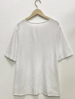 Outlet Women's Plus Size Linen-Inspired Shirts T Shirt Plain Daily Short Sleeve Crew Neck Regular Tops Daily Buttons Spring All Seasons Women Shirts