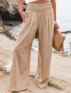 Outlet Women's Plus Size Loungewear Pants Fashion Casual Soft Pure Color Pocket Pant Vacation Home Daily Long Pant Black White Light Green Pink Army Green Summer Spring Women Pants