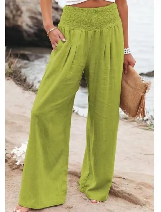 Outlet Women's Plus Size Loungewear Pants Fashion Casual Soft Pure Color Pocket Pant Vacation Home Daily Long Pant Black White Light Green Pink Army Green Summer Spring Women Pants