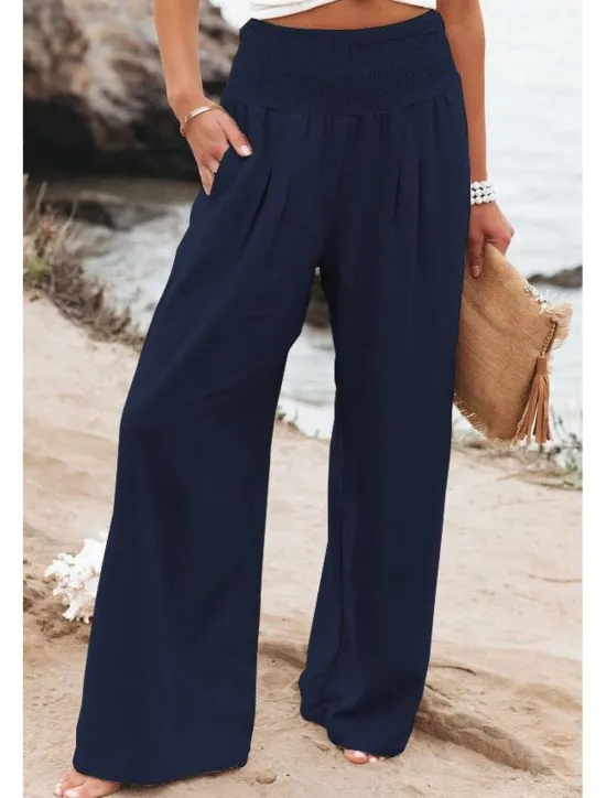 Outlet Women's Plus Size Loungewear Pants Fashion Casual Soft Pure Color Pocket Pant Vacation Home Daily Long Pant Black White Light Green Pink Army Green Summer Spring Women Pants