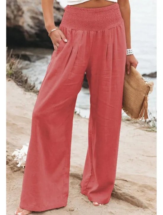 Outlet Women's Plus Size Loungewear Pants Fashion Casual Soft Pure Color Pocket Pant Vacation Home Daily Long Pant Black White Light Green Pink Army Green Summer Spring Women Pants