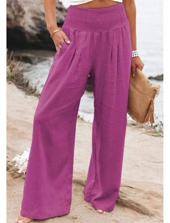 Outlet Women's Plus Size Loungewear Pants Fashion Casual Soft Pure Color Pocket Pant Vacation Home Daily Long Pant Black White Light Green Pink Army Green Summer Spring Women Pants