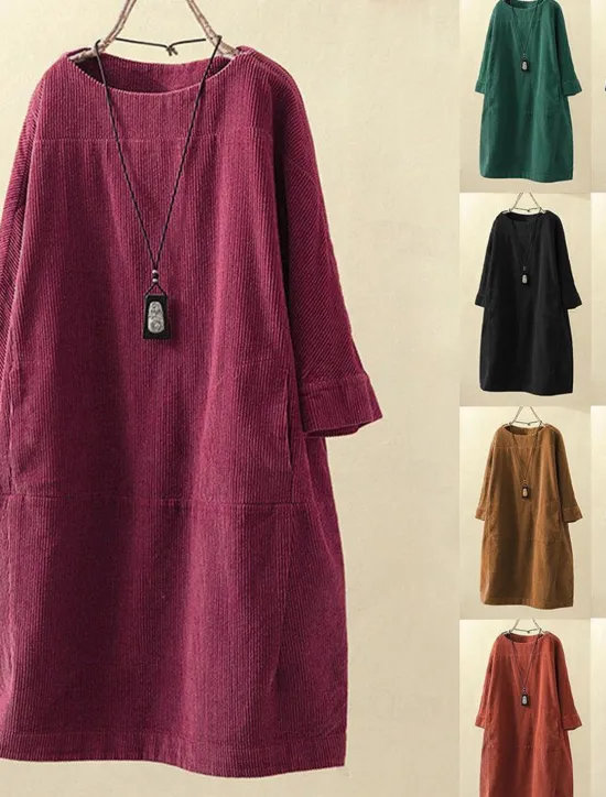 New Women's Plus Size Mini Dress Linen-Inspired Dresses Casual Dress Casual Daily Form Fit 3/4 Length Sleeve Crew Neck Black Rusty Red Red Blue Spring Fall Women Dresses