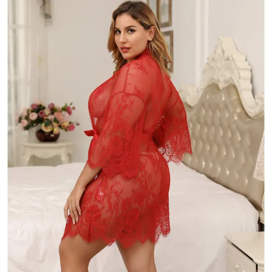 New Women's Plus Size Sexy Lingerie Chemises & Negligees Spandex Transparent White Black / Super Sexy Home Outfits Women Lingerie