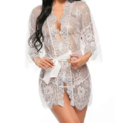 New Women's Plus Size Sexy Lingerie Chemises & Negligees Spandex Transparent White Black / Super Sexy Home Outfits Women Lingerie