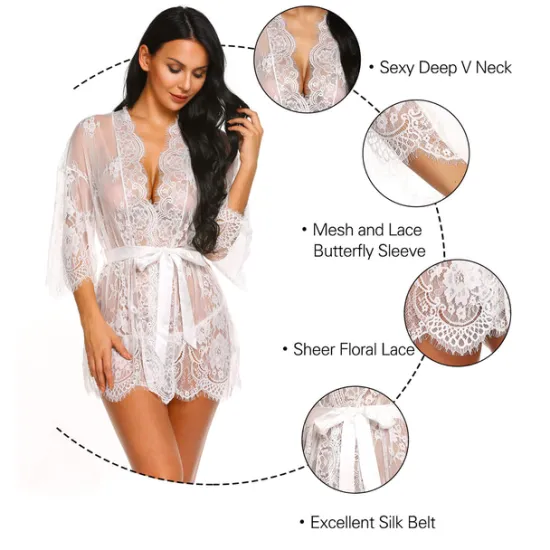 New Women's Plus Size Sexy Lingerie Chemises & Negligees Spandex Transparent White Black / Super Sexy Home Outfits Women Lingerie