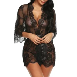 New Women's Plus Size Sexy Lingerie Chemises & Negligees Spandex Transparent White Black / Super Sexy Home Outfits Women Lingerie