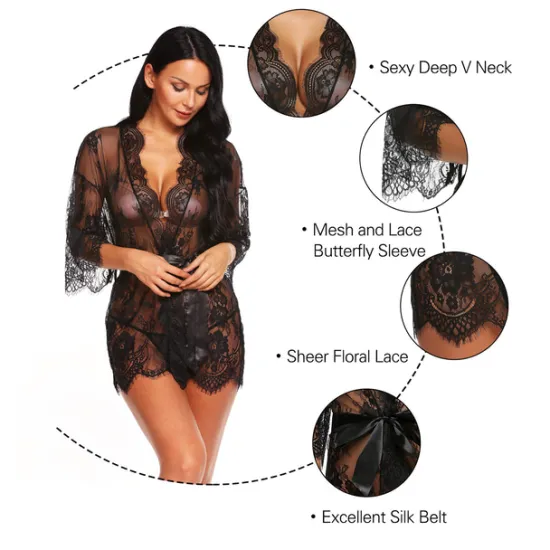 New Women's Plus Size Sexy Lingerie Chemises & Negligees Spandex Transparent White Black / Super Sexy Home Outfits Women Lingerie