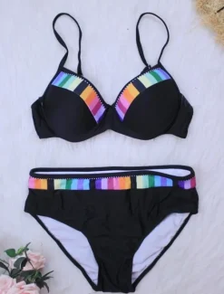 Online Women's Plus Size Swimwear Bikini 2 Piece Swimsuit 2 Piece Push Up Sexy High Waisted for Big Busts Beach Wear Chic & Modern Color Block Bathing Suits Women Bikinis