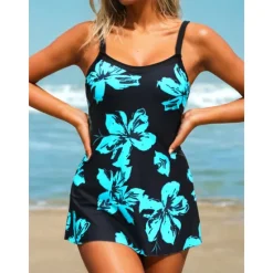 Outlet Women's Plus Size Swimwear Tankini 2 Piece Swim Dress Swimsuit 2 Piece Summer Floral Strap Sleeveless Bathing Suits Women Swimdresses