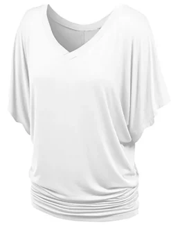 Clearance Women's Plus Size T Shirt Burgundy Tee Streetwear Casual Preppy Ruched Batwing Sleeve Half Sleeve Regular Tops V Neck Daily Going out Weekend Black White Yellow Pink Wine Summer Spring Women T-Shirts
