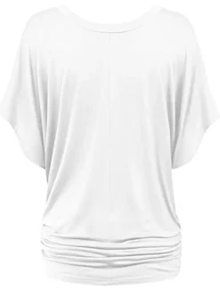 Clearance Women's Plus Size T Shirt Burgundy Tee Streetwear Casual Preppy Ruched Batwing Sleeve Half Sleeve Regular Tops V Neck Daily Going out Weekend Black White Yellow Pink Wine Summer Spring Women T-Shirts