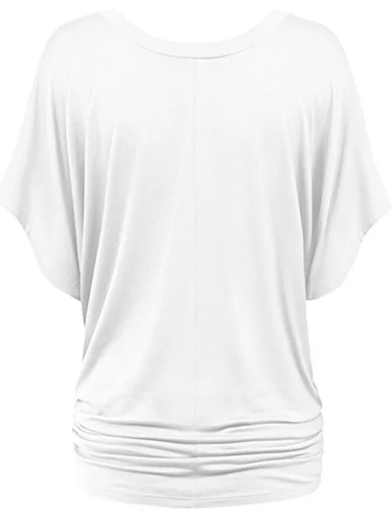 Clearance Women's Plus Size T Shirt Burgundy Tee Streetwear Casual Preppy Ruched Batwing Sleeve Half Sleeve Regular Tops V Neck Daily Going out Weekend Black White Yellow Pink Wine Summer Spring Women T-Shirts