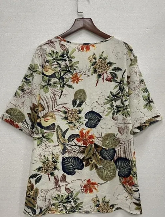 Online Women's Plus Size T Shirt Leaf Flower Daily Casual Short Sleeve Crew Neck Daily Print All Seasons Women T-Shirts|Boho Tops