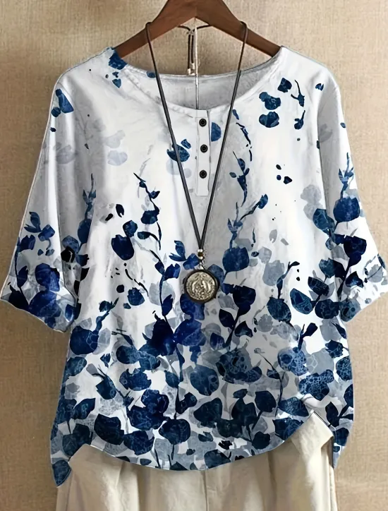 Sale Women's Plus Size T Shirt Daily Casual Leaf Short Sleeve Crew Neck Daily All Seasons Women T-Shirts