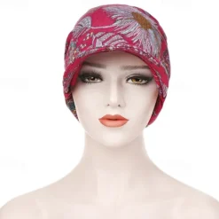Sale Women's Print Beanies Hat Female Autumn Winter Cotton Baseball Hats Ponytail Vintage Warm Turban Cap Visors Caps Women Hats