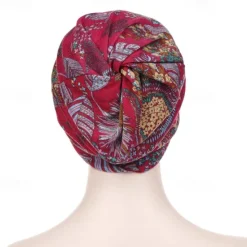 Sale Women's Print Beanies Hat Female Autumn Winter Cotton Baseball Hats Ponytail Vintage Warm Turban Cap Visors Caps Women Hats