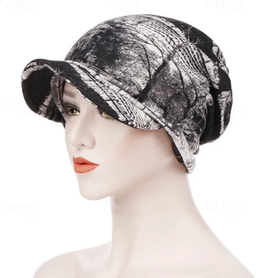 Sale Women's Print Beanies Hat Female Autumn Winter Cotton Baseball Hats Ponytail Vintage Warm Turban Cap Visors Caps Women Hats