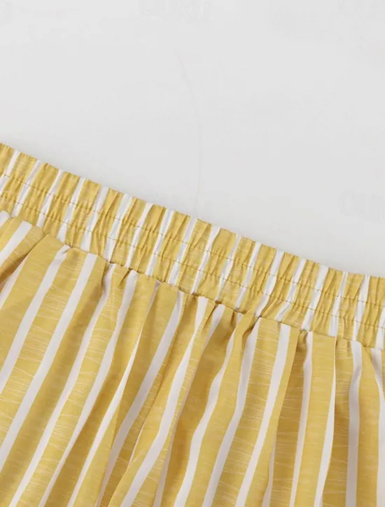 New Women's Print Chemises & Gowns Nightwear - POLY Striped Home Outfits Women Pajama-Setter