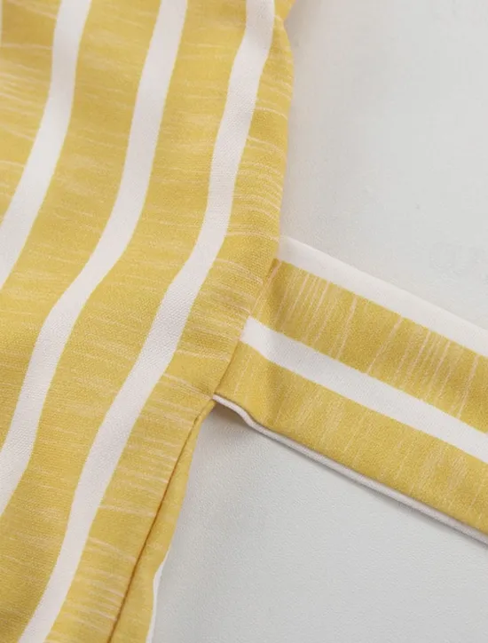 New Women's Print Chemises & Gowns Nightwear - POLY Striped Home Outfits Women Pajama-Setter