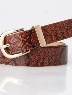 Best Women's PU Buckle Belt PU Leather Metal Bucke Snake Skin Casual Vintage Retro Work Daily Black White Brown Beige Women Belt