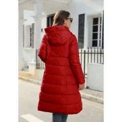 Online Women's Puffer Jacket Hoodie Jacket Hiking Windbreaker Winter Outdoor Thermal Warm Windproof Outerwear Winter Jacket Full Length Visible Zipper Fishing Camping / Hiking / Caving Traveling Black Red Women Puffers & Parka