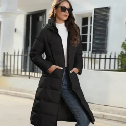 Online Women's Puffer Jacket Hoodie Jacket Hiking Windbreaker Winter Outdoor Thermal Warm Windproof Outerwear Winter Jacket Full Length Visible Zipper Fishing Camping / Hiking / Caving Traveling Black Red Women Puffers & Parka