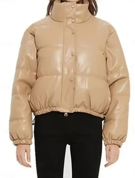 Best Women's Puffer Jacket Warm Breathable Zipper Pocket Casual Plain Vacation Street Daily Wear Going out Zipper Short Stand Collar Regular Fit Long Sleeve Outerwear Black White Green Fall Winter Women Puffers & Parka