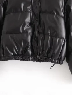 Best Women's Puffer Jacket Warm Breathable Zipper Pocket Casual Plain Vacation Street Daily Wear Going out Zipper Short Stand Collar Regular Fit Long Sleeve Outerwear Black White Green Fall Winter Women Puffers & Parka