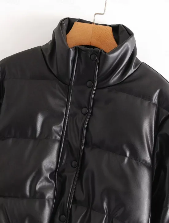 Best Women's Puffer Jacket Warm Breathable Zipper Pocket Casual Plain Vacation Street Daily Wear Going out Zipper Short Stand Collar Regular Fit Long Sleeve Outerwear Black White Green Fall Winter Women Puffers & Parka