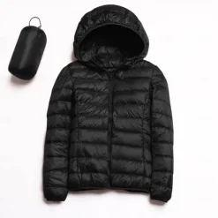 Discount Women's Puffer Jacket with Hoodie Jacket Hiking Down Jacket Winter Outdoor Thermal Warm Packable Waterproof Windproof Jacket Top Full Length Visible Zipper Fishing Camping / Hiking / Caving Women Puffers & Parka