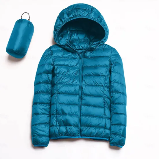 Discount Women's Puffer Jacket with Hoodie Jacket Hiking Down Jacket Winter Outdoor Thermal Warm Packable Waterproof Windproof Jacket Top Full Length Visible Zipper Fishing Camping / Hiking / Caving Women Puffers & Parka