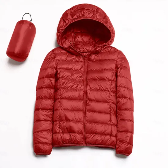 Discount Women's Puffer Jacket with Hoodie Jacket Hiking Down Jacket Winter Outdoor Thermal Warm Packable Waterproof Windproof Jacket Top Full Length Visible Zipper Fishing Camping / Hiking / Caving Women Puffers & Parka