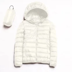 Discount Women's Puffer Jacket with Hoodie Jacket Hiking Down Jacket Winter Outdoor Thermal Warm Packable Waterproof Windproof Jacket Top Full Length Visible Zipper Fishing Camping / Hiking / Caving Women Puffers & Parka