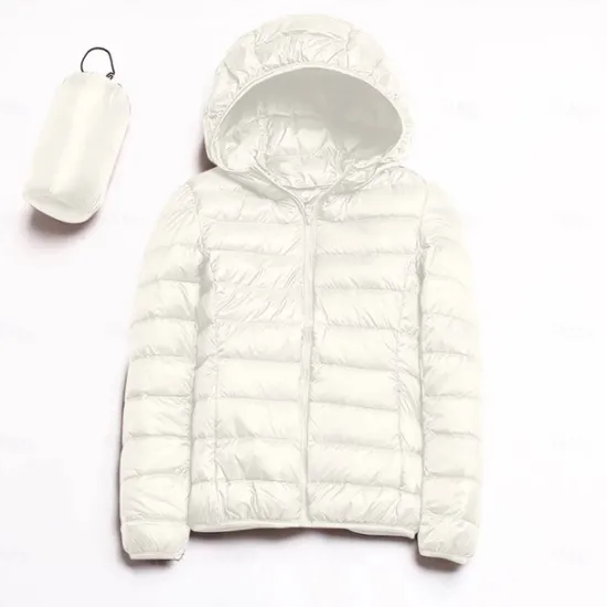 Discount Women's Puffer Jacket with Hoodie Jacket Hiking Down Jacket Winter Outdoor Thermal Warm Packable Waterproof Windproof Jacket Top Full Length Visible Zipper Fishing Camping / Hiking / Caving Women Puffers & Parka
