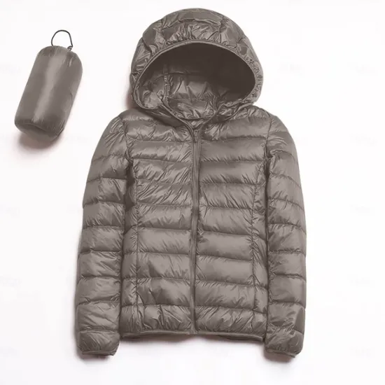 Discount Women's Puffer Jacket with Hoodie Jacket Hiking Down Jacket Winter Outdoor Thermal Warm Packable Waterproof Windproof Jacket Top Full Length Visible Zipper Fishing Camping / Hiking / Caving Women Puffers & Parka