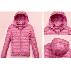 Discount Women's Puffer Jacket with Hoodie Jacket Hiking Down Jacket Winter Outdoor Thermal Warm Packable Waterproof Windproof Jacket Top Full Length Visible Zipper Fishing Camping / Hiking / Caving Women Puffers & Parka