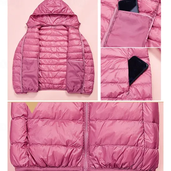 Discount Women's Puffer Jacket with Hoodie Jacket Hiking Down Jacket Winter Outdoor Thermal Warm Packable Waterproof Windproof Jacket Top Full Length Visible Zipper Fishing Camping / Hiking / Caving Women Puffers & Parka