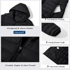 Discount Women's Puffer Jacket with Hoodie Jacket Hiking Down Jacket Winter Outdoor Thermal Warm Packable Waterproof Windproof Jacket Top Full Length Visible Zipper Fishing Camping / Hiking / Caving Women Puffers & Parka