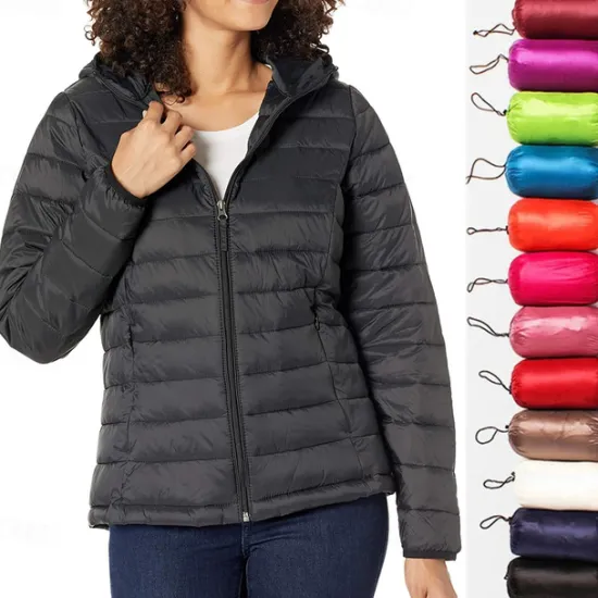 Discount Women's Puffer Jacket with Hoodie Jacket Hiking Down Jacket Winter Outdoor Thermal Warm Packable Waterproof Windproof Jacket Top Full Length Visible Zipper Fishing Camping / Hiking / Caving Women Puffers & Parka