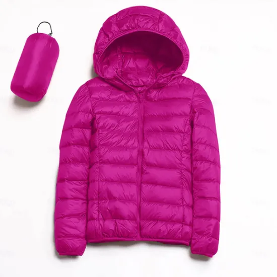 Discount Women's Puffer Jacket with Hoodie Jacket Hiking Down Jacket Winter Outdoor Thermal Warm Packable Waterproof Windproof Jacket Top Full Length Visible Zipper Fishing Camping / Hiking / Caving Women Puffers & Parka
