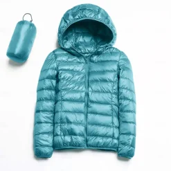 Discount Women's Puffer Jacket with Hoodie Jacket Hiking Down Jacket Winter Outdoor Thermal Warm Packable Waterproof Windproof Jacket Top Full Length Visible Zipper Fishing Camping / Hiking / Caving Women Puffers & Parka