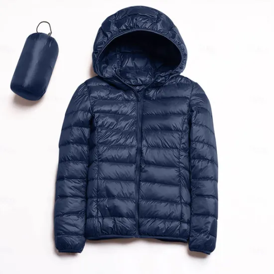 Discount Women's Puffer Jacket with Hoodie Jacket Hiking Down Jacket Winter Outdoor Thermal Warm Packable Waterproof Windproof Jacket Top Full Length Visible Zipper Fishing Camping / Hiking / Caving Women Puffers & Parka