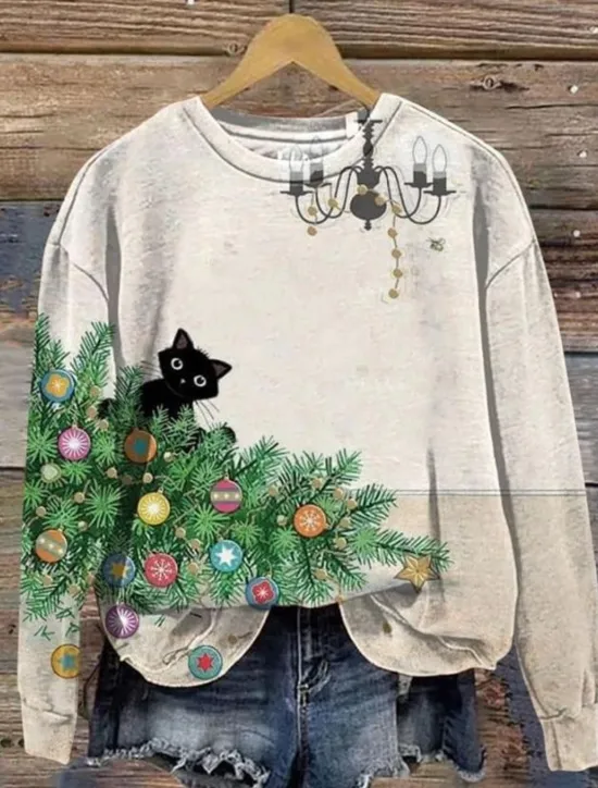 Online Women's Pullover Animal Casual Holiday Print Casual Hoodie Long Sleeve Micro-elastic Fall Winter Comfrt Breathable Soft Fabric Women Hoodies & Sweatshirts