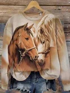 Best Women's Pullover Casual Animal Dailywear Casual Crew Neck Print Long Sleeve Fall Winter Women Hoodies & Sweatshirts