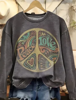 Hot Women's Pullover Casual Letter Dailywear Casual Crew Neck Print Long Sleeve Fall Winter Women Hoodies & Sweatshirts