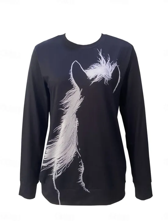 Clearance Women's Pullover Cotton Blend Animal Street Casual Print Casual Round Neck Long Sleeve Micro-elastic Winter Spring & Fall Comfrt Breathable Soft Fabric Women Hoodies & Sweatshirts