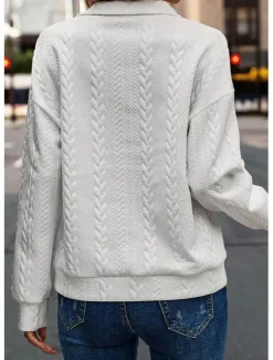 Sale Women's Pullover Elegant Vintage Fashion Plain Work Street Dailywear High Neck Zipper Loose Fit Long Sleeve Black Fall Winter Women Hoodies & Sweatshirts