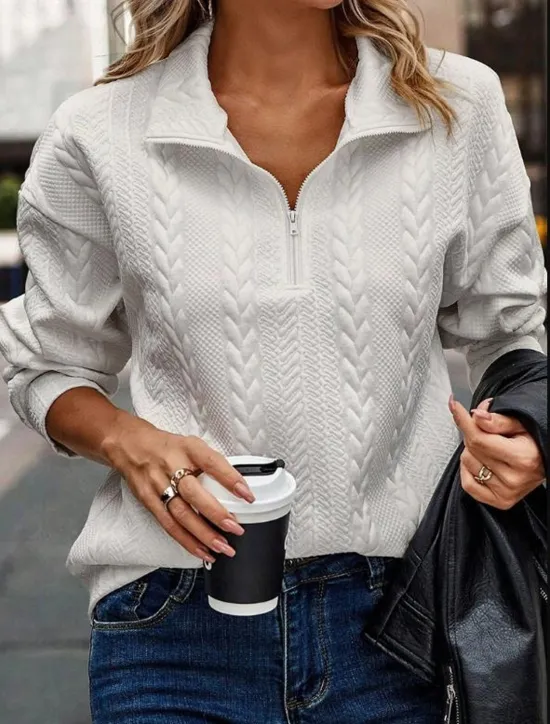 Sale Women's Pullover Elegant Vintage Fashion Plain Work Street Dailywear High Neck Zipper Loose Fit Long Sleeve Black Fall Winter Women Hoodies & Sweatshirts